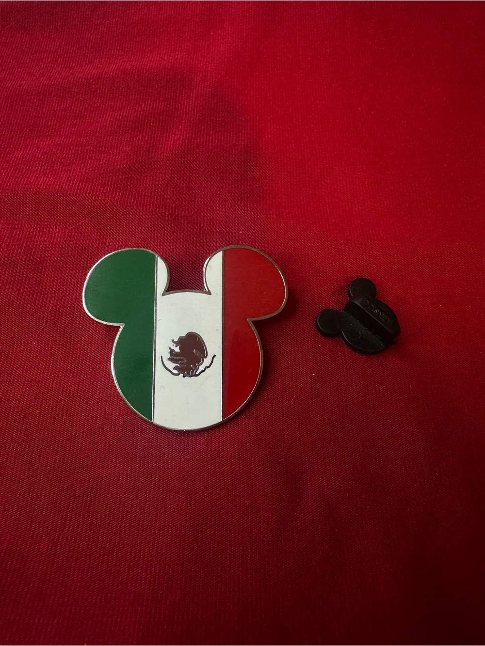 Disney Silver Mickey Head Enamel Pin Back